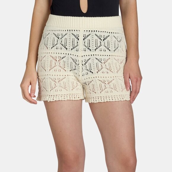 NWT, SZ M, 100% COTTON Crochet Swim Cover Up SHORTS, Ivory - Picture 2 of 3